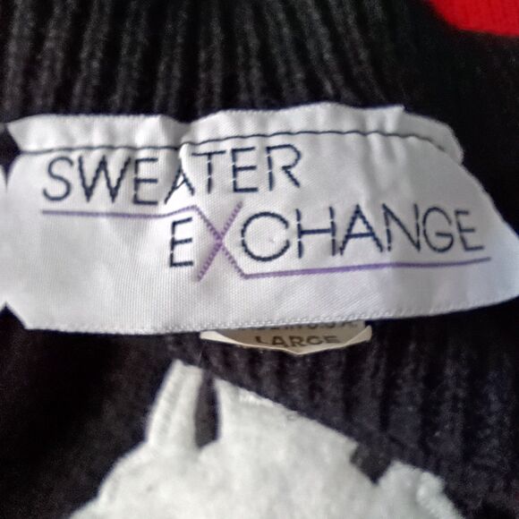 Vintage 80's Scottie Dog Graphic Sweater Red Black Preppy Sweater Exchange L - Picture 4 of 5